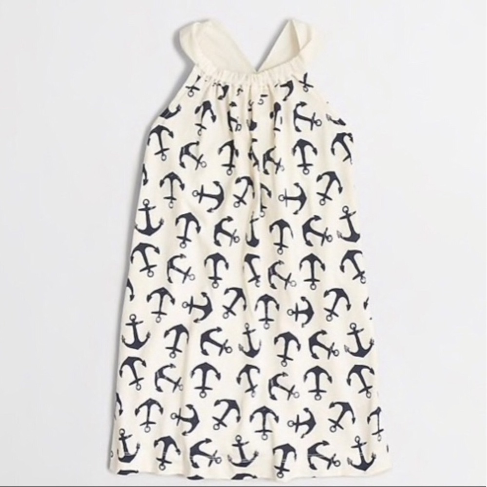 girls anchor printed dress and bow In The back